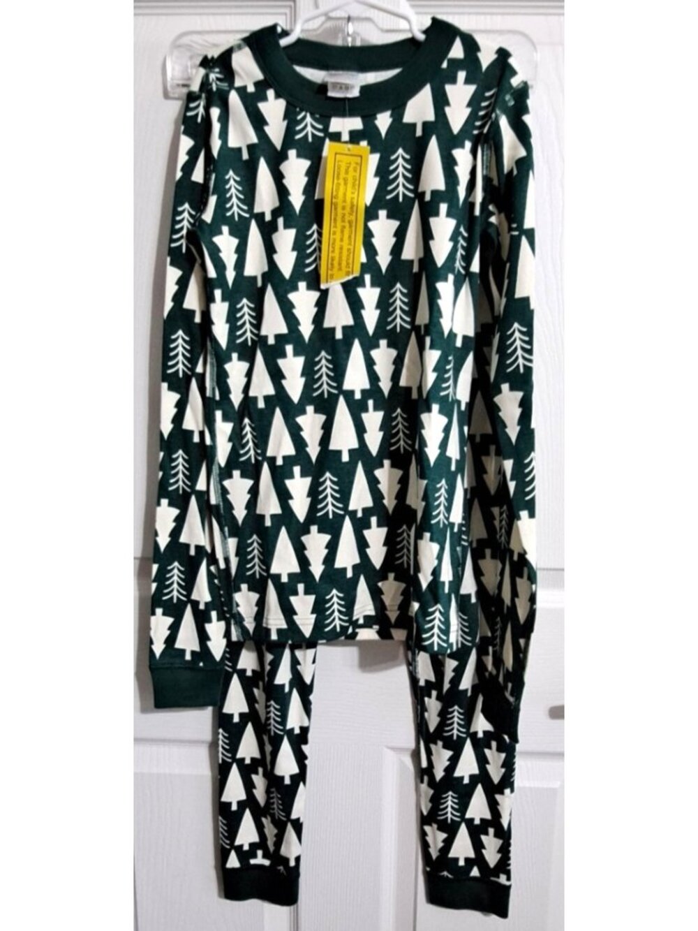 Hanna Andersson 14-16 Green Pine Tree Print Long John Pajamas New W/Tags